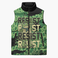 Personalized Portland Frog Protest Sleeveless Puffer Jacket Only You Can Prevent Fascism - Wonder Print Shop