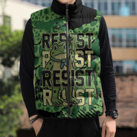 Personalized Portland Frog Protest Sleeveless Puffer Jacket Only You Can Prevent Fascism - Wonder Print Shop