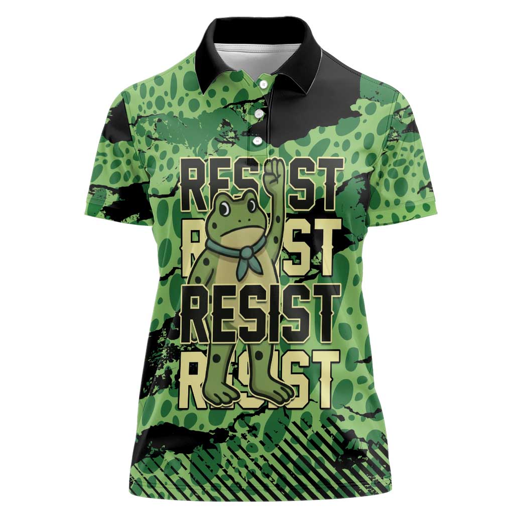 Personalized Portland Frog Protest Women Polo Shirt Only You Can Prevent Fascism - Wonder Print Shop