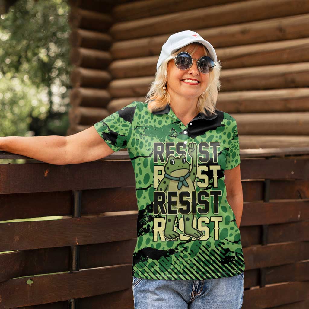 Personalized Portland Frog Protest Women Polo Shirt Only You Can Prevent Fascism - Wonder Print Shop