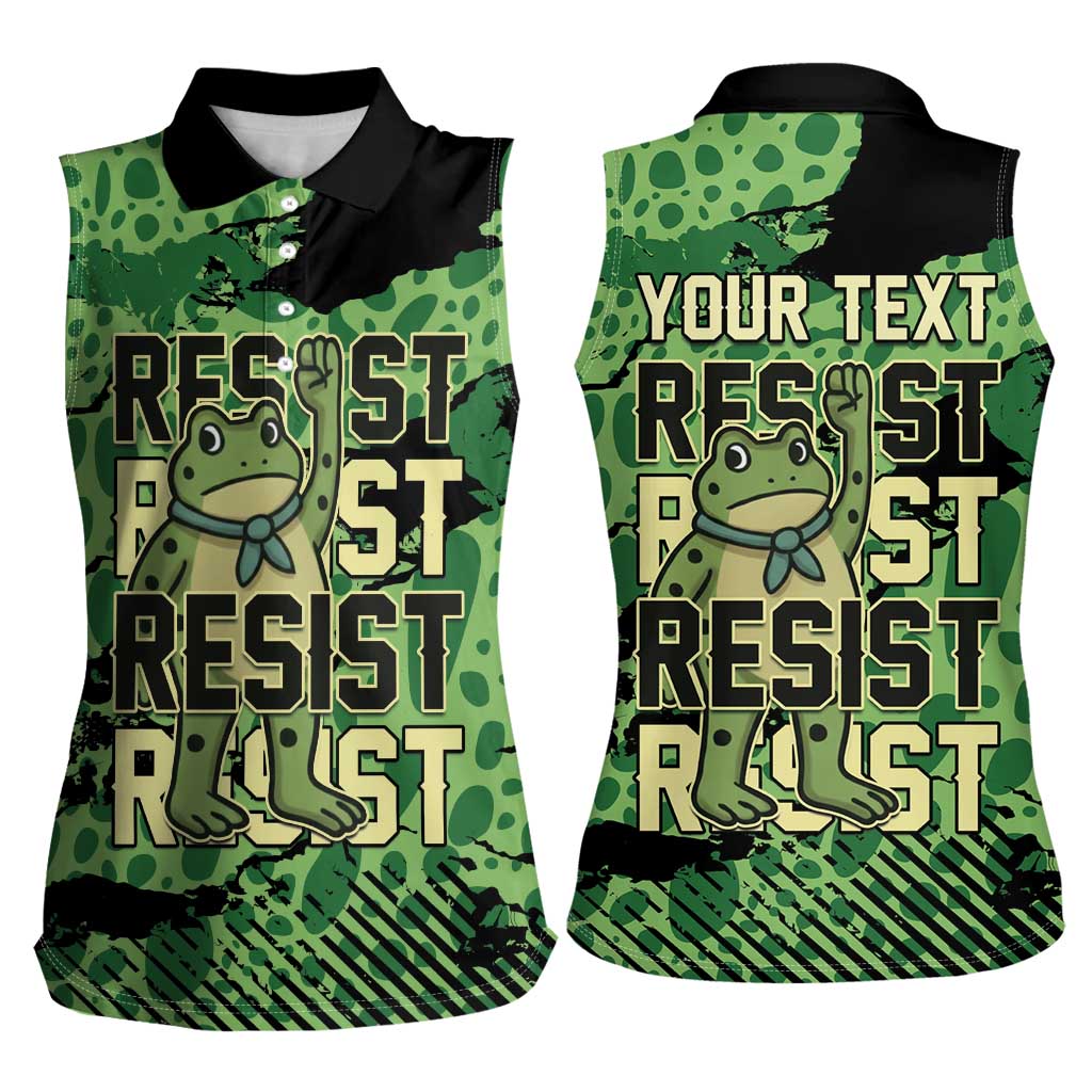 Personalized Portland Frog Protest Women Sleeveless Polo Shirt Only You Can Prevent Fascism - Wonder Print Shop