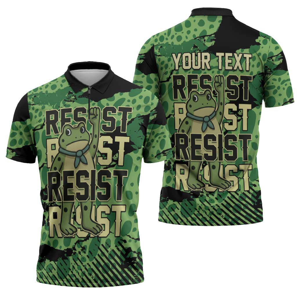 Personalized Portland Frog Protest Zipper Polo Shirt Only You Can Prevent Fascism - Wonder Print Shop