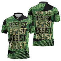 Personalized Portland Frog Protest Zipper Polo Shirt Only You Can Prevent Fascism - Wonder Print Shop