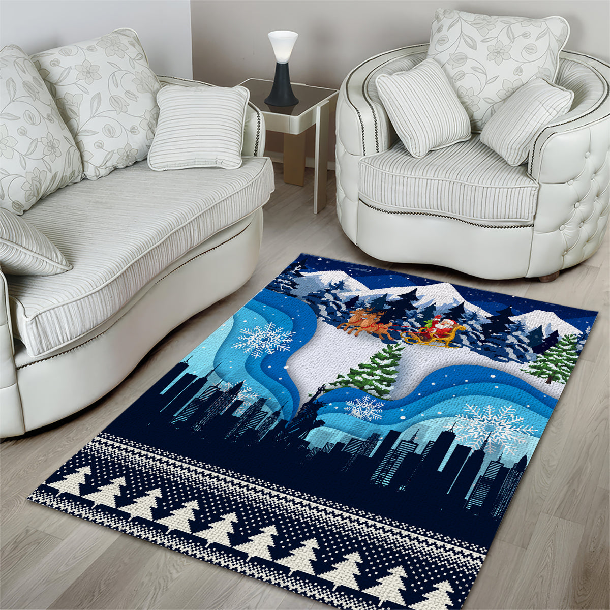 New York Christmas Area Rug Manhattan Statue Of Liberty - Wonder Print Shop