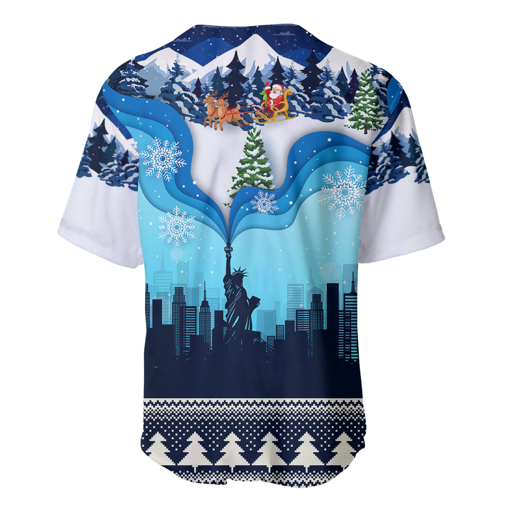 New York Christmas Baseball Jersey Manhattan Statue Of Liberty - Wonder Print Shop