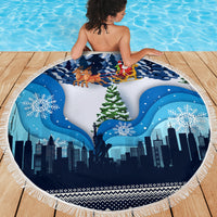 New York Christmas Beach Blanket Manhattan Statue Of Liberty - Wonder Print Shop