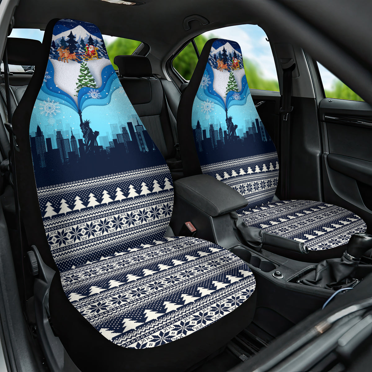 New York Christmas Car Seat Cover Manhattan Statue Of Liberty - Wonder Print Shop