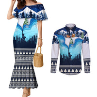 new-york-christmas-couples-matching-mermaid-dress-and-long-sleeve-button-shirt-manhattan-statue-of-liberty