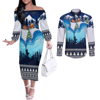new-york-christmas-couples-matching-off-the-shoulder-long-sleeve-dress-and-long-sleeve-button-shirt-manhattan-statue-of-liberty