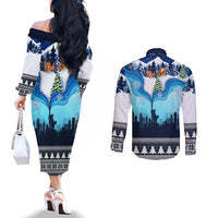 new-york-christmas-couples-matching-off-the-shoulder-long-sleeve-dress-and-long-sleeve-button-shirt-manhattan-statue-of-liberty