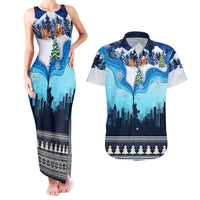 New York Christmas Couples Matching Tank Maxi Dress and Hawaiian Shirt Manhattan Statue Of Liberty - Wonder Print Shop