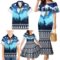 New York Christmas Family Matching Mermaid Dress and Hawaiian Shirt Manhattan Statue Of Liberty - Wonder Print Shop