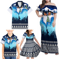 New York Christmas Family Matching Off Shoulder Maxi Dress and Hawaiian Shirt Manhattan Statue Of Liberty - Wonder Print Shop