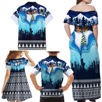 New York Christmas Family Matching Off Shoulder Maxi Dress and Hawaiian Shirt Manhattan Statue Of Liberty - Wonder Print Shop
