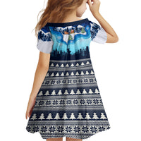 New York Christmas Family Matching Short Sleeve Bodycon Dress and Hawaiian Shirt Manhattan Statue Of Liberty - Wonder Print Shop