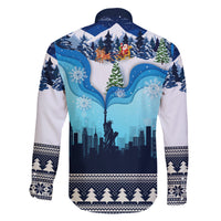 New York Christmas Family Matching Short Sleeve Bodycon Dress and Hawaiian Shirt Manhattan Statue Of Liberty - Wonder Print Shop
