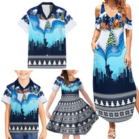 New York Christmas Family Matching Summer Maxi Dress and Hawaiian Shirt Manhattan Statue Of Liberty - Wonder Print Shop