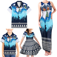 New York Christmas Family Matching Tank Maxi Dress and Hawaiian Shirt Manhattan Statue Of Liberty - Wonder Print Shop