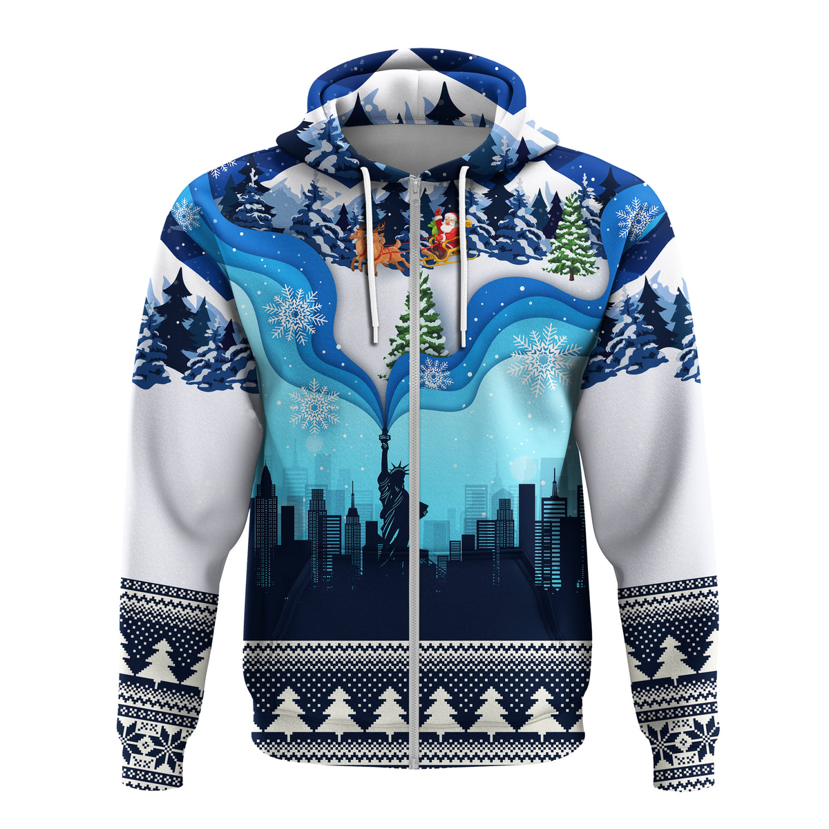 New York Christmas Hoodie Manhattan Statue Of Liberty - Wonder Print Shop
