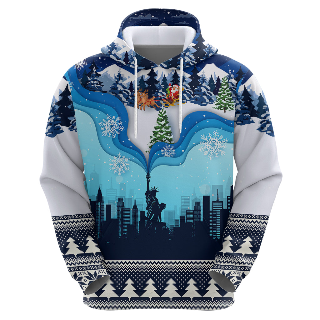 New York Christmas Hoodie Manhattan Statue Of Liberty - Wonder Print Shop