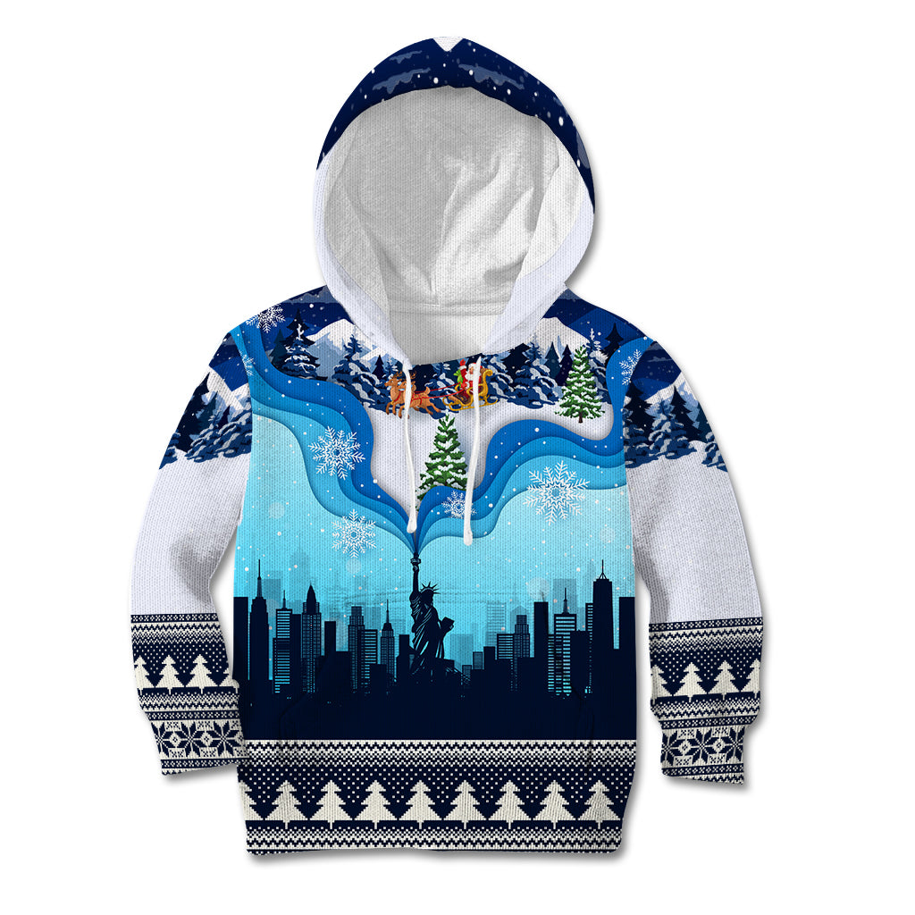 New York Christmas Kid Hoodie Manhattan Statue Of Liberty - Wonder Print Shop