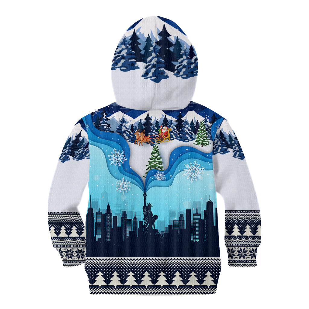 New York Christmas Kid Hoodie Manhattan Statue Of Liberty - Wonder Print Shop