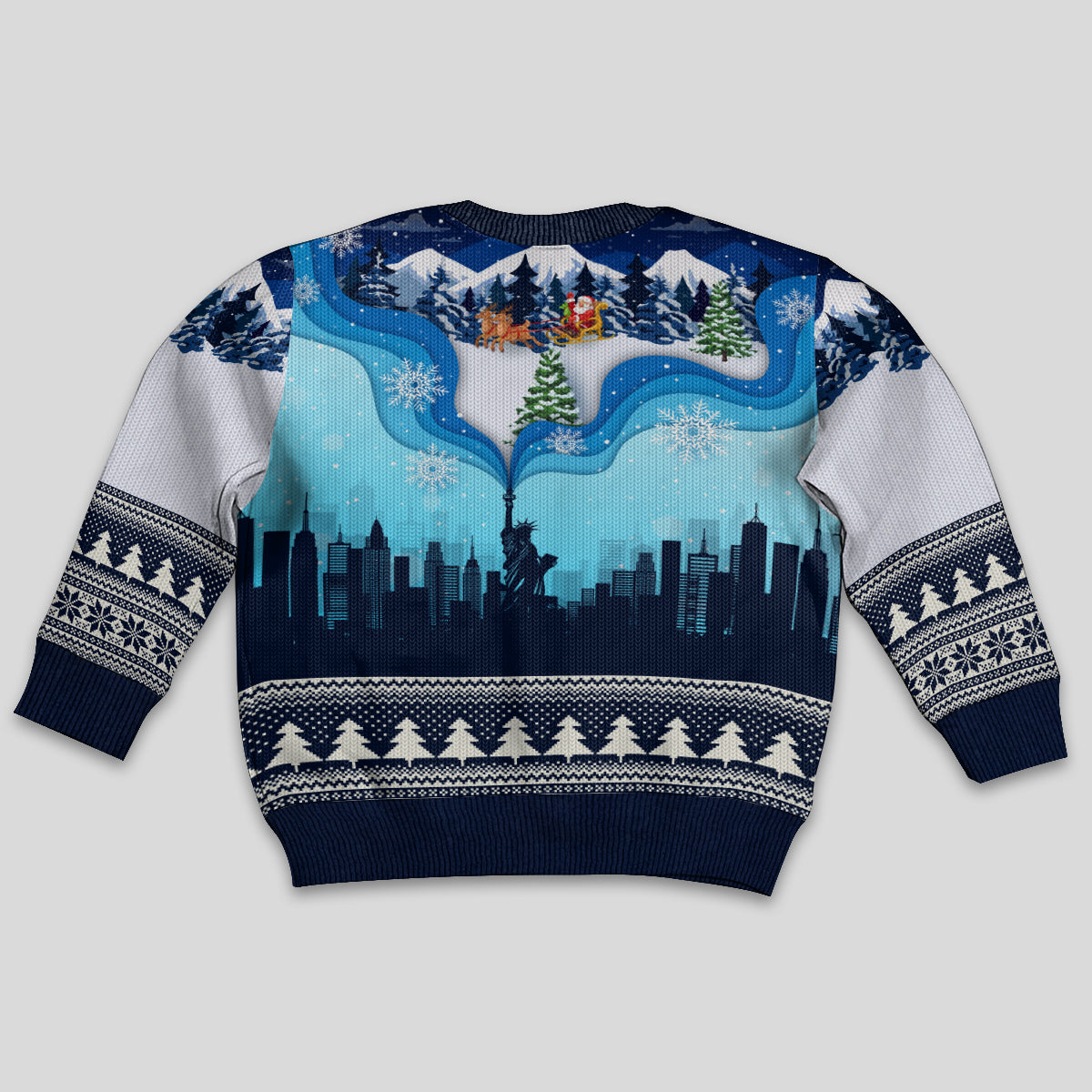 New York Christmas Kid Ugly Christmas Sweater Manhattan Statue Of Liberty - Wonder Print Shop