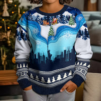 New York Christmas Kid Ugly Christmas Sweater Manhattan Statue Of Liberty - Wonder Print Shop
