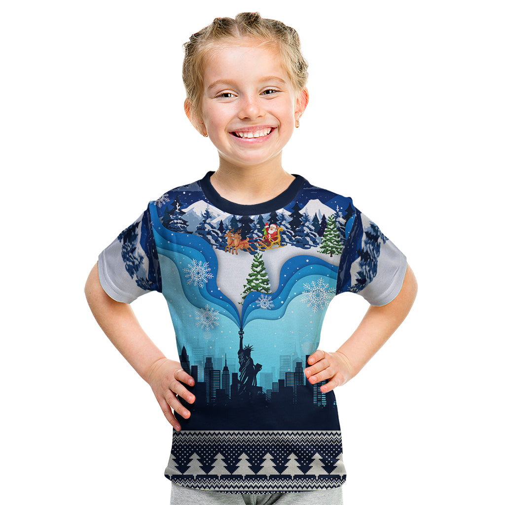 New York Christmas Kid T Shirt Manhattan Statue Of Liberty - Wonder Print Shop