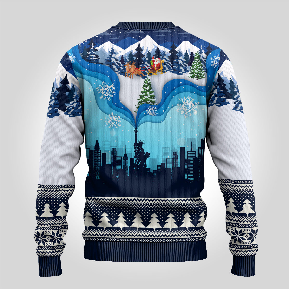 New York Christmas Ugly Christmas Sweater Manhattan Statue Of Liberty - Wonder Print Shop