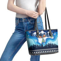 New York Christmas Leather Tote Bag Manhattan Statue Of Liberty - Wonder Print Shop