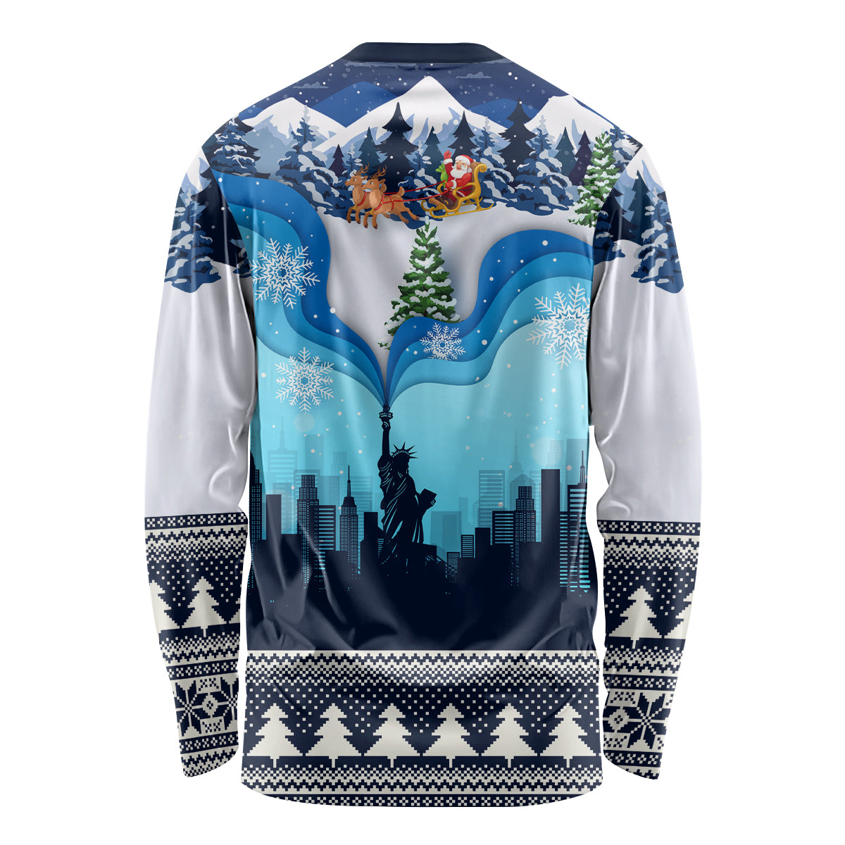 New York Christmas Long Sleeve Shirt Manhattan Statue Of Liberty - Wonder Print Shop