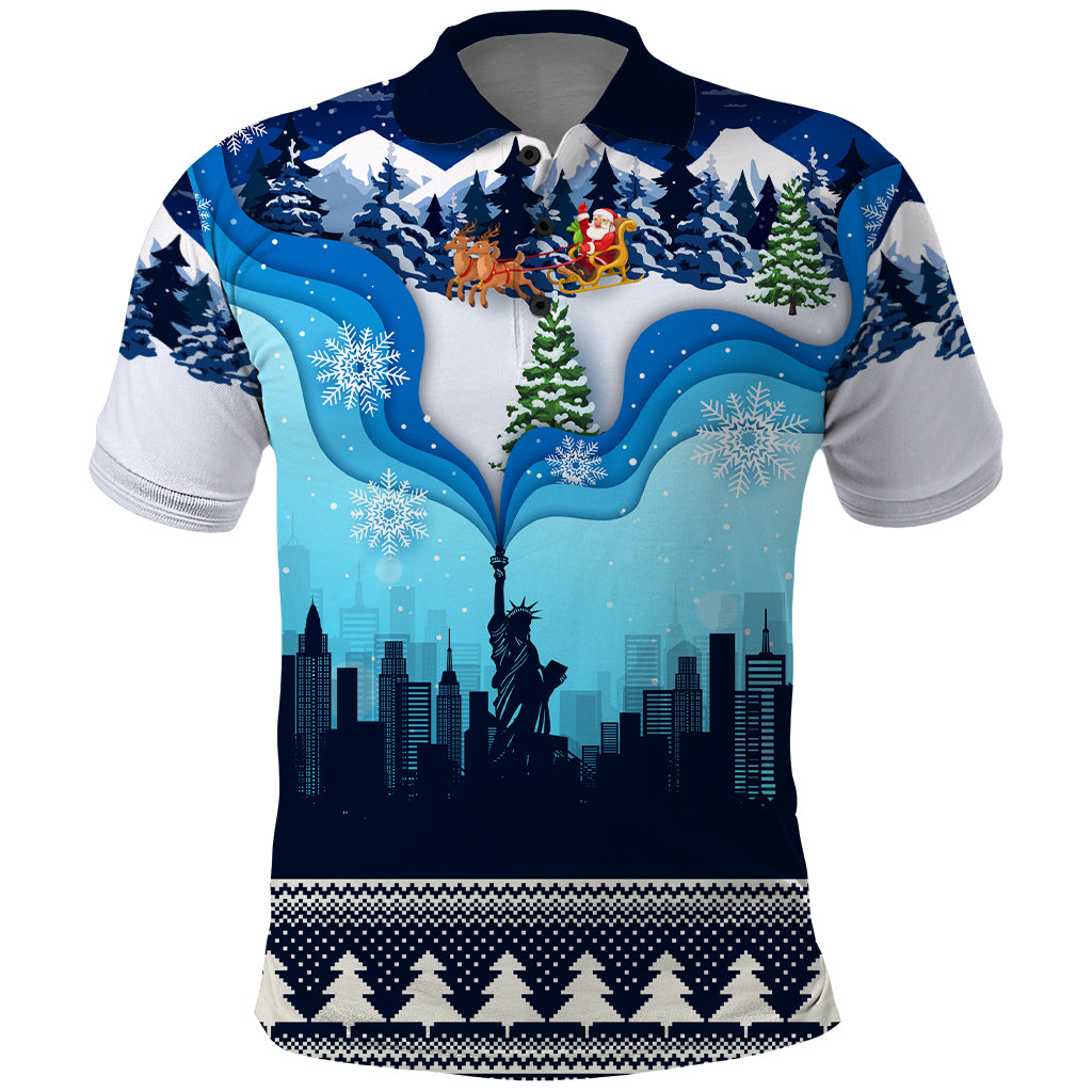 New York Christmas Polo Shirt Manhattan Statue Of Liberty - Wonder Print Shop