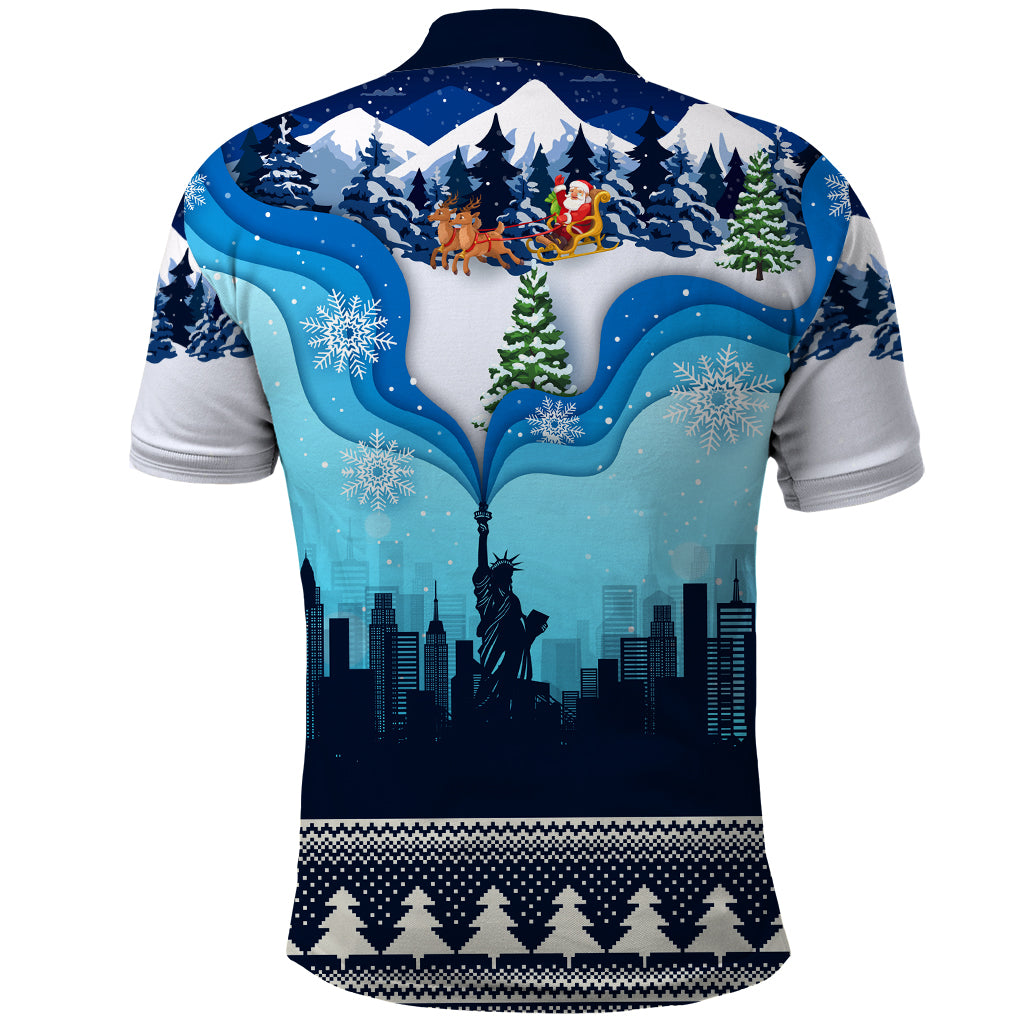 New York Christmas Polo Shirt Manhattan Statue Of Liberty - Wonder Print Shop