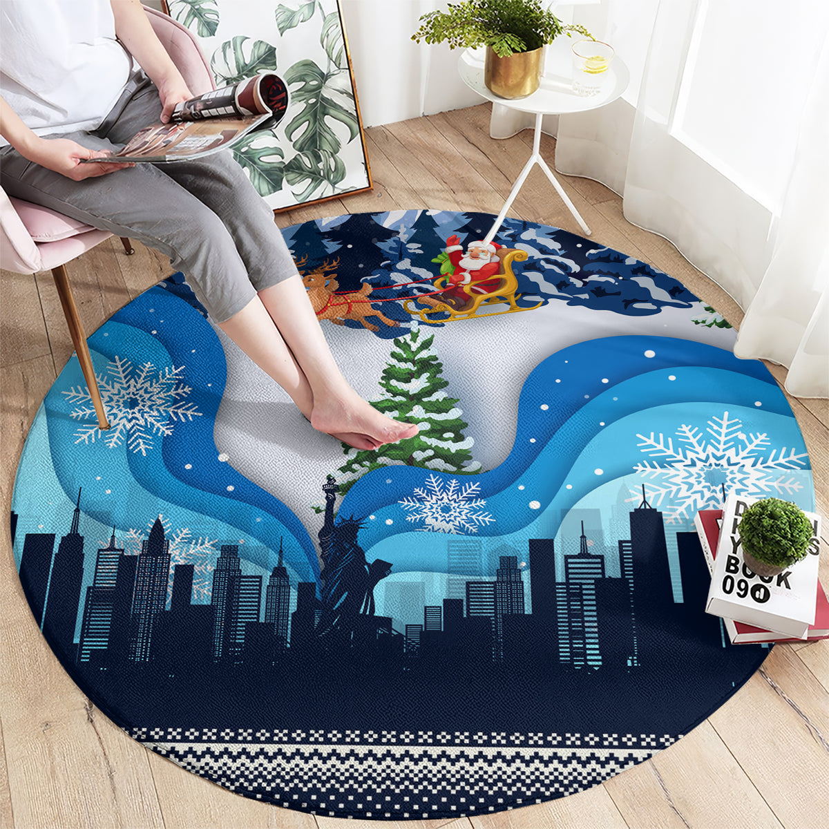 new-york-christmas-round-carpet-manhattan-statue-of-liberty