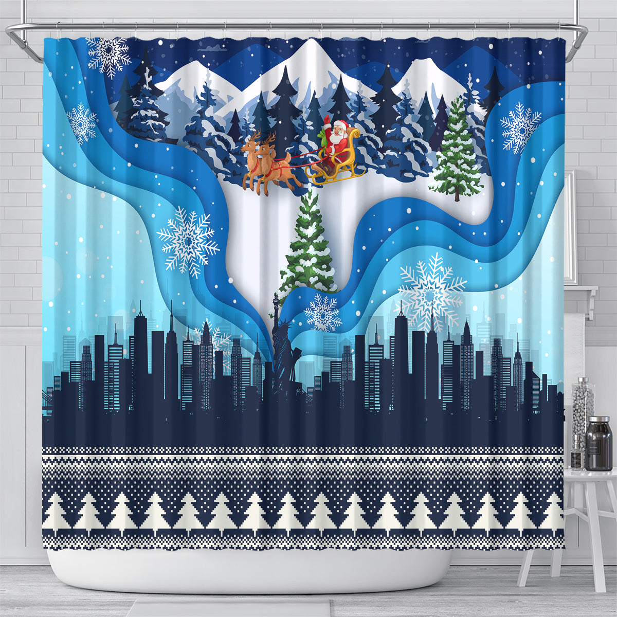 new-york-christmas-shower-curtain-manhattan-statue-of-liberty