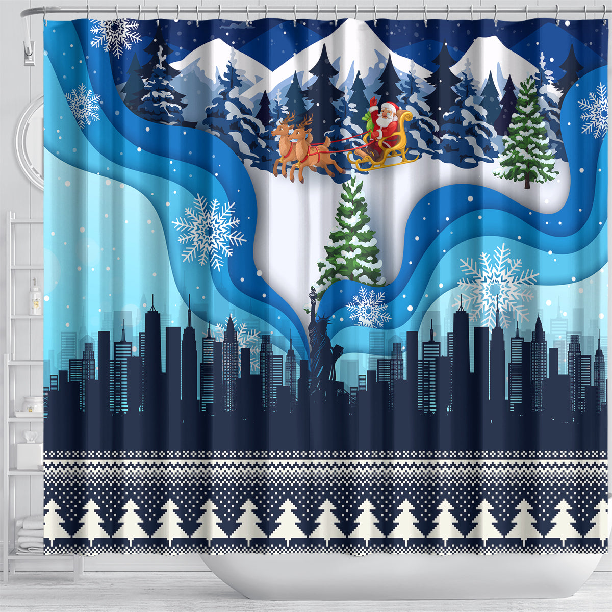 new-york-christmas-shower-curtain-manhattan-statue-of-liberty