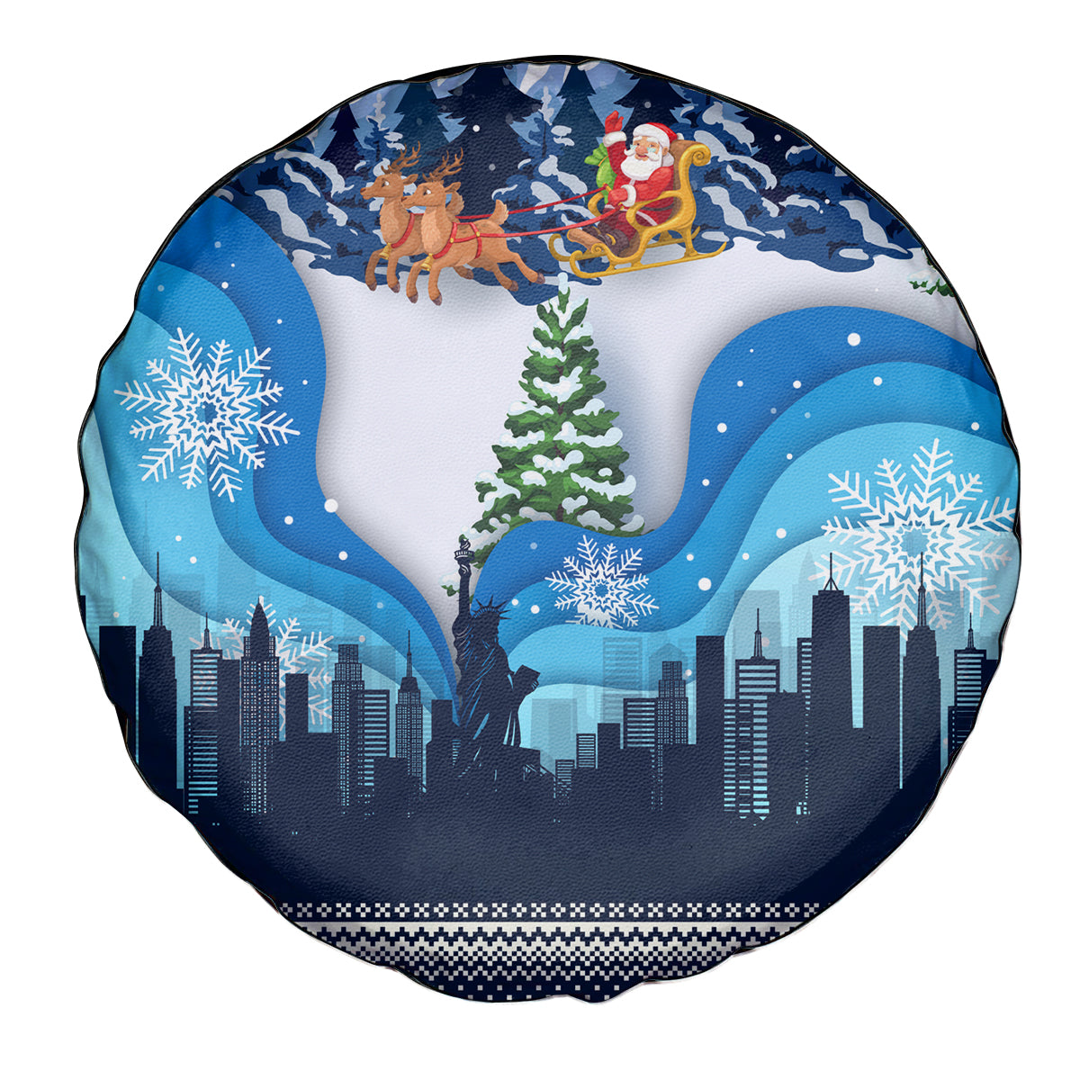 New York Christmas Spare Tire Cover Manhattan Statue Of Liberty - Wonder Print Shop