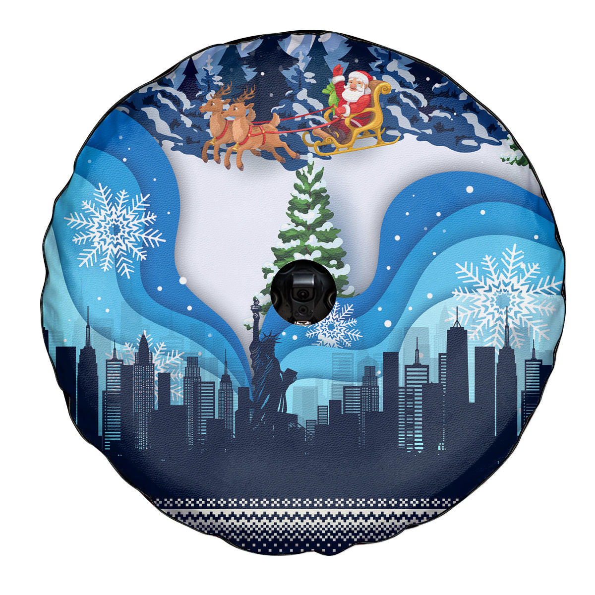New York Christmas Spare Tire Cover Manhattan Statue Of Liberty - Wonder Print Shop