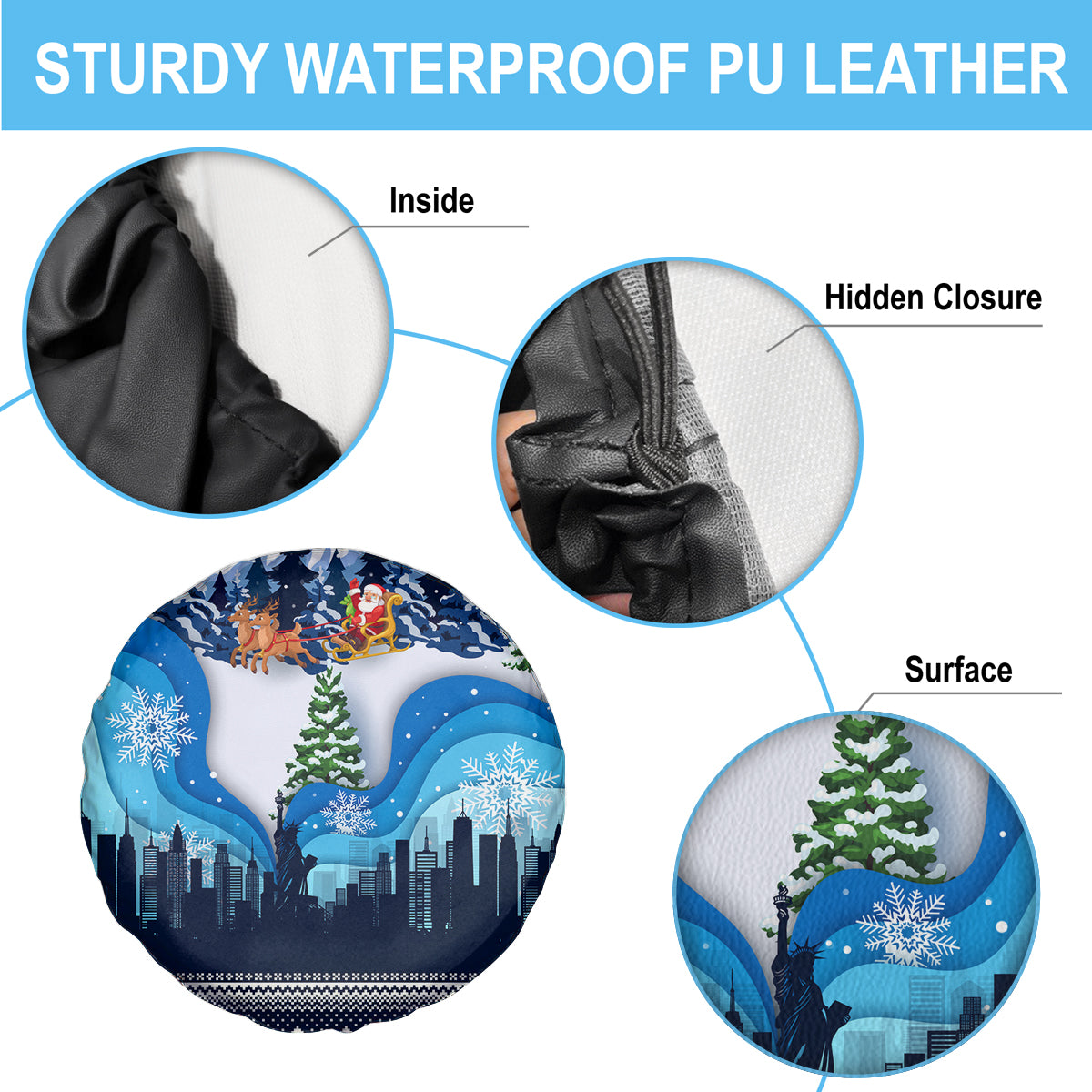 New York Christmas Spare Tire Cover Manhattan Statue Of Liberty - Wonder Print Shop