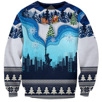 New York Christmas Sweatshirt Manhattan Statue Of Liberty - Wonder Print Shop
