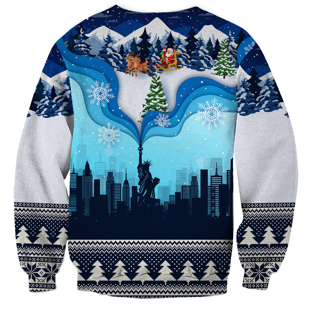New York Christmas Sweatshirt Manhattan Statue Of Liberty - Wonder Print Shop