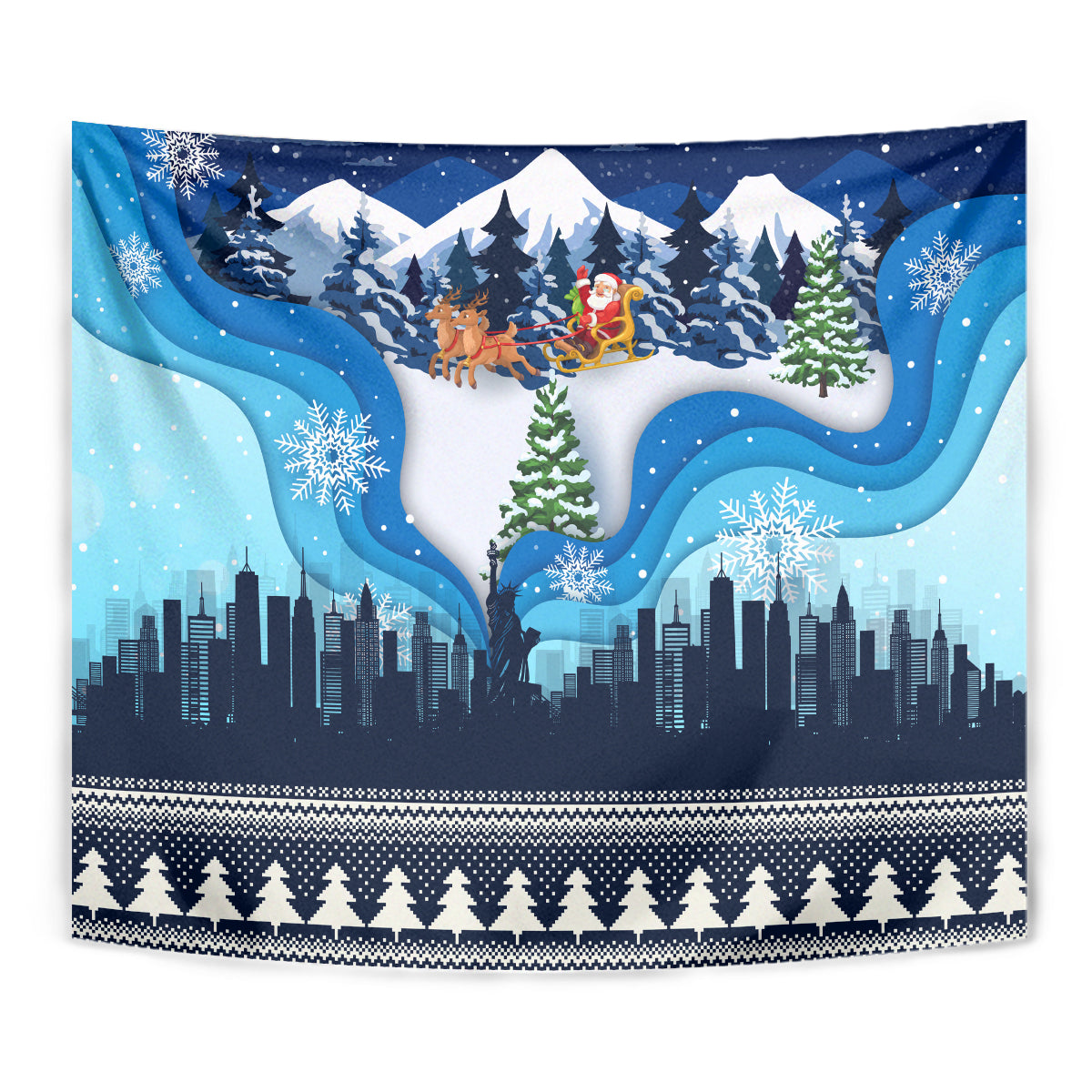New York Christmas Tapestry Manhattan Statue Of Liberty - Wonder Print Shop