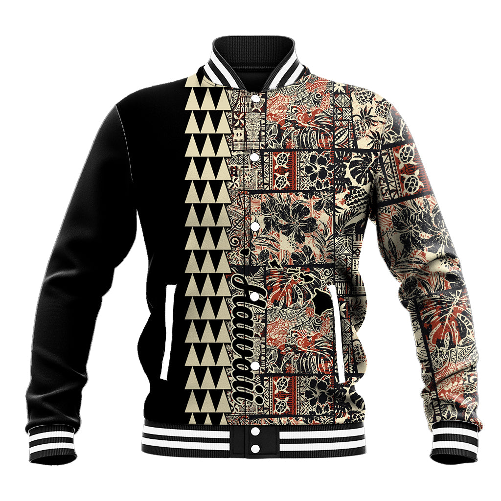 Hawaiian Quilt Baseball Jacket Hibiscus Kakau Vintage Style - Wonder Print Shop