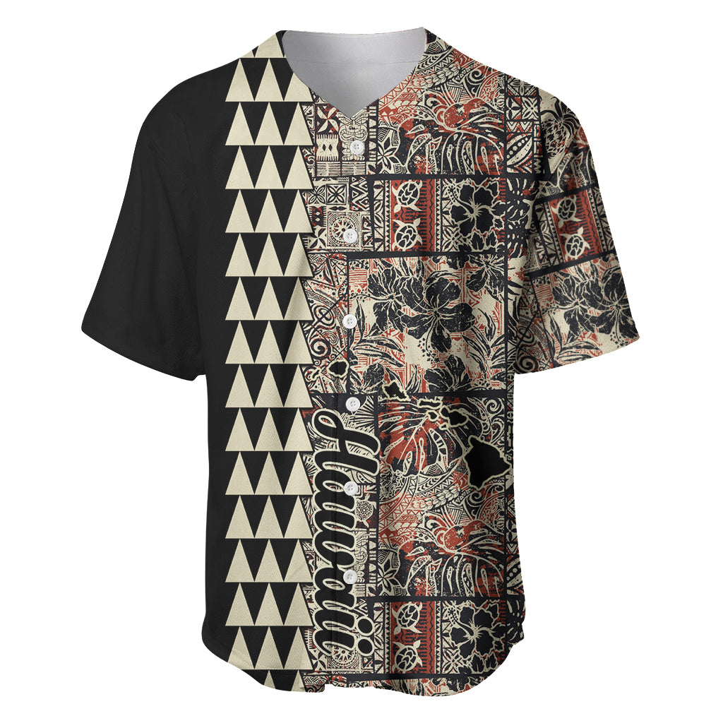 Hawaiian Quilt Baseball Jersey Hibiscus Kakau Vintage Style - Wonder Print Shop