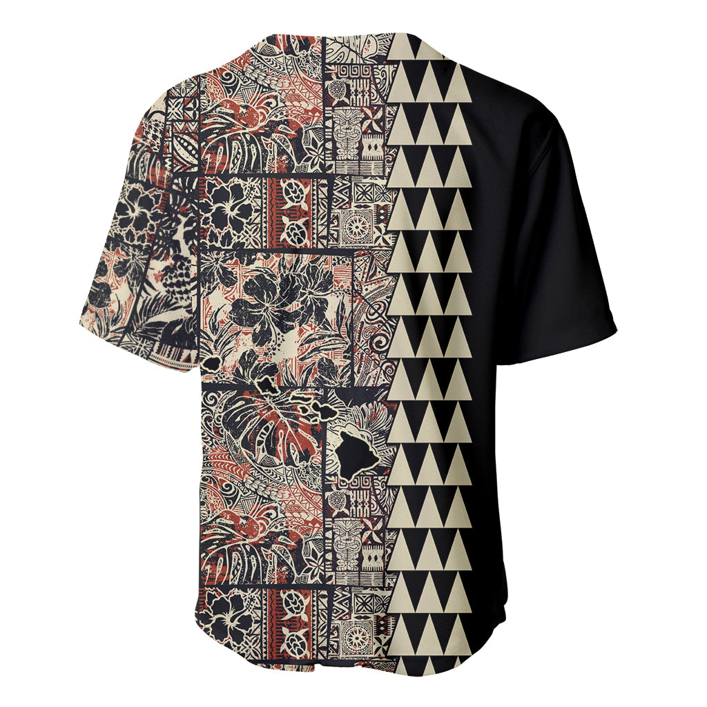 Hawaiian Quilt Baseball Jersey Hibiscus Kakau Vintage Style - Wonder Print Shop
