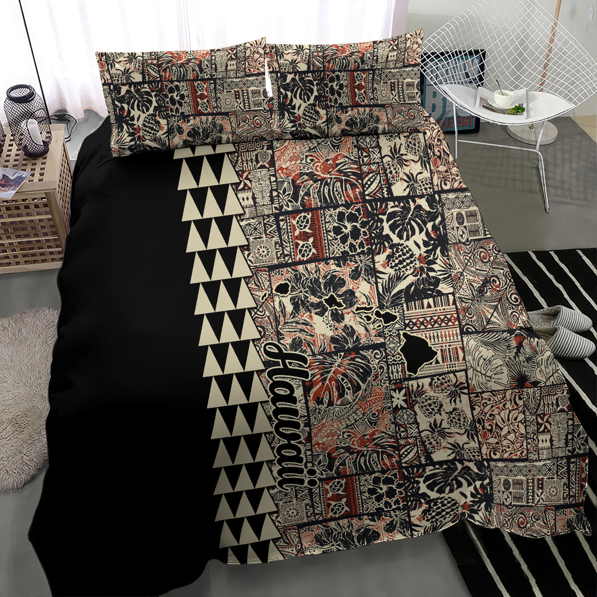 Hawaiian Quilt Bedding Set Hibiscus Kakau Vintage Style - Wonder Print Shop