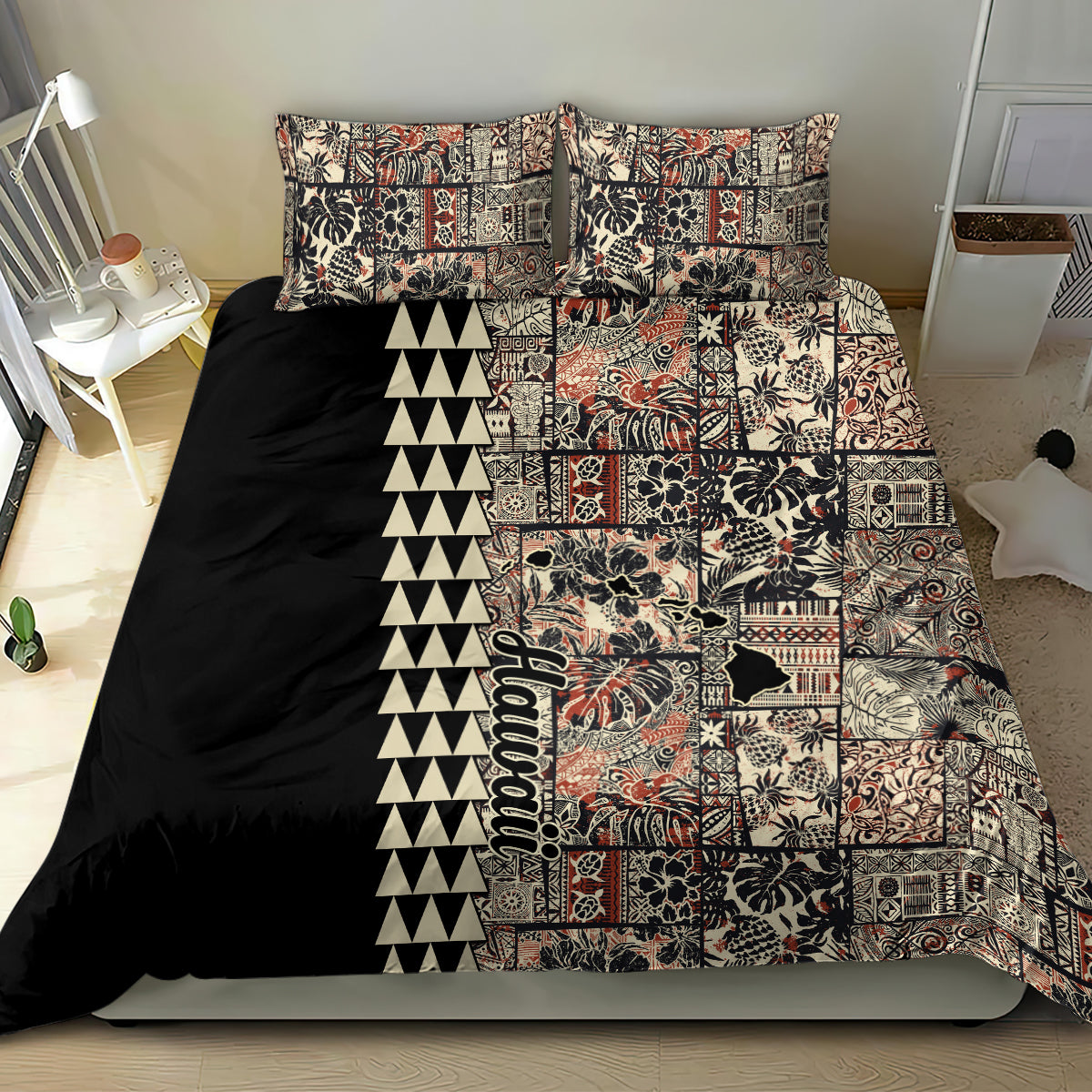 Hawaiian Quilt Bedding Set Hibiscus Kakau Vintage Style - Wonder Print Shop