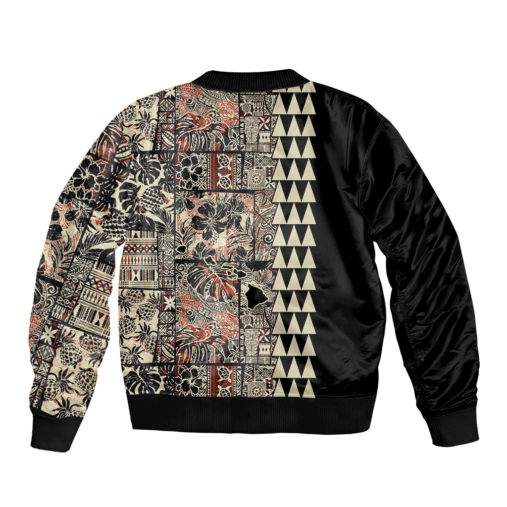 Hawaiian Quilt Bomber Jacket Hibiscus Kakau Vintage Style - Wonder Print Shop