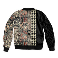 Hawaiian Quilt Bomber Jacket Hibiscus Kakau Vintage Style - Wonder Print Shop